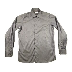 Eton Men's XL Blue/Gray Solid Dress Shirt Contemporary Fit LS SEE DESCRIPTION